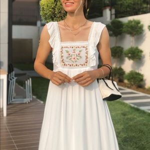 Zara White Sleeveless Maxi Sundress with Flutter Sleeves